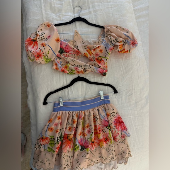 Agua Bendita Floral Skirt Set - Pink and Cream - Picture 2 of 4